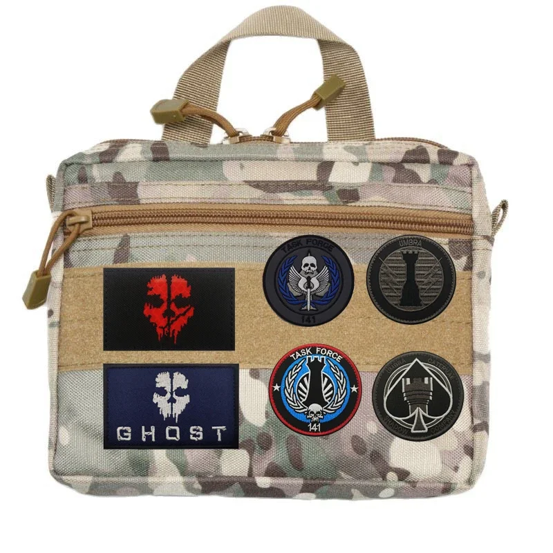 Call of Duty Ghost Mask Embroidered Magic Armband Bag Accessory Heart-shaped Skeleton Backpack Hook&loop Patches for Clothing