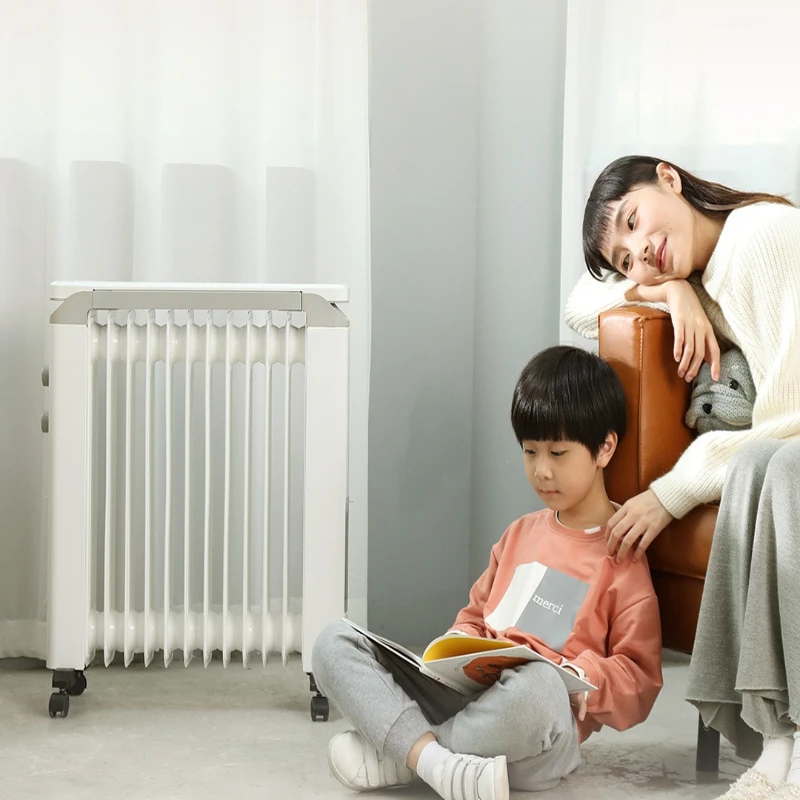 سخان مشعاع مملوء بالزيت، سخان منزلي موفر للطاقة بقدرة 2000 وات مع حماية من الحرارة الزائدة والأطراف، تسخين هادئ، رف تجفيف