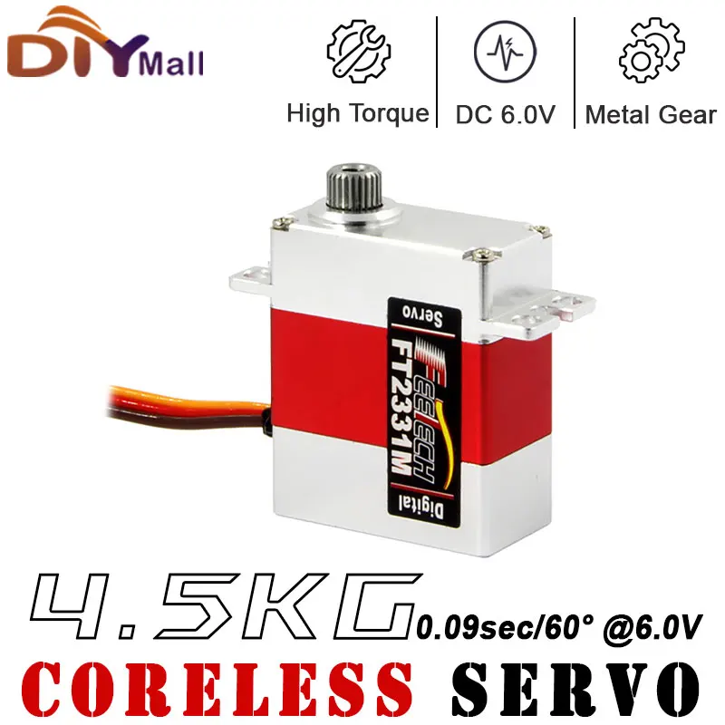 Feetech 6V 4.5KG Micro servo numérique entièrement en métal FT2331M moteur sans noyau Mini servos pour modèle d'avion voitures robots