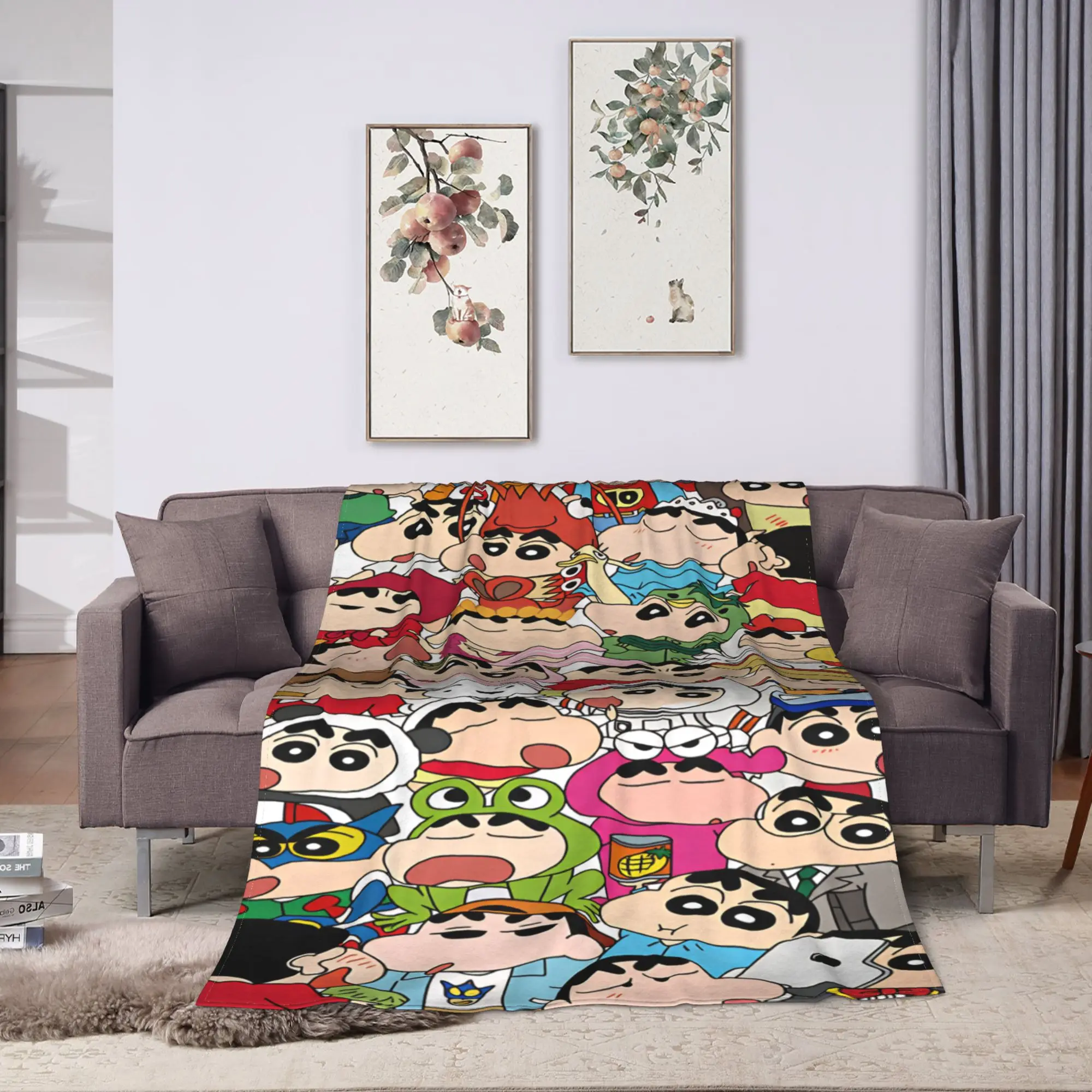 Crayon Shin-chan  Blanket  Camping Flannel Bedding Throws For Bedroom Super Warm Custom Quality Bedspread Gift