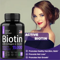 Vitamin Supplements - Biotin and Collagen Capsules Energy Boost Hair Growth Strong Nail Repair Skin Health Adult Beauty Care