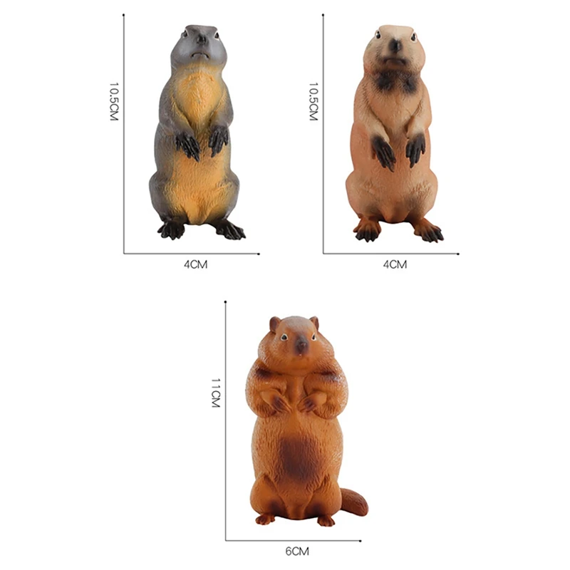 Hadiah anak-anak mainan edukasi dini ornamen Desktop Groundhog Model Solid hewan liar hutan simulasi