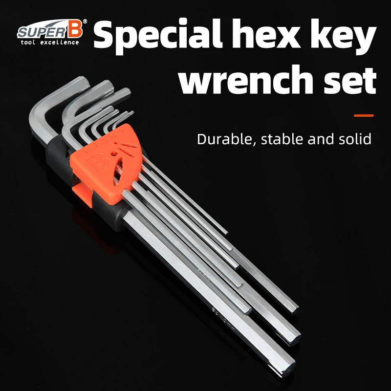 Super B Bicycle Repair Tools Special Hex Key Wrench Set L-shaped Hex Wrench 2/2.5/3/4/5/6/8/10mm Tighten and Loosen Bike Tool