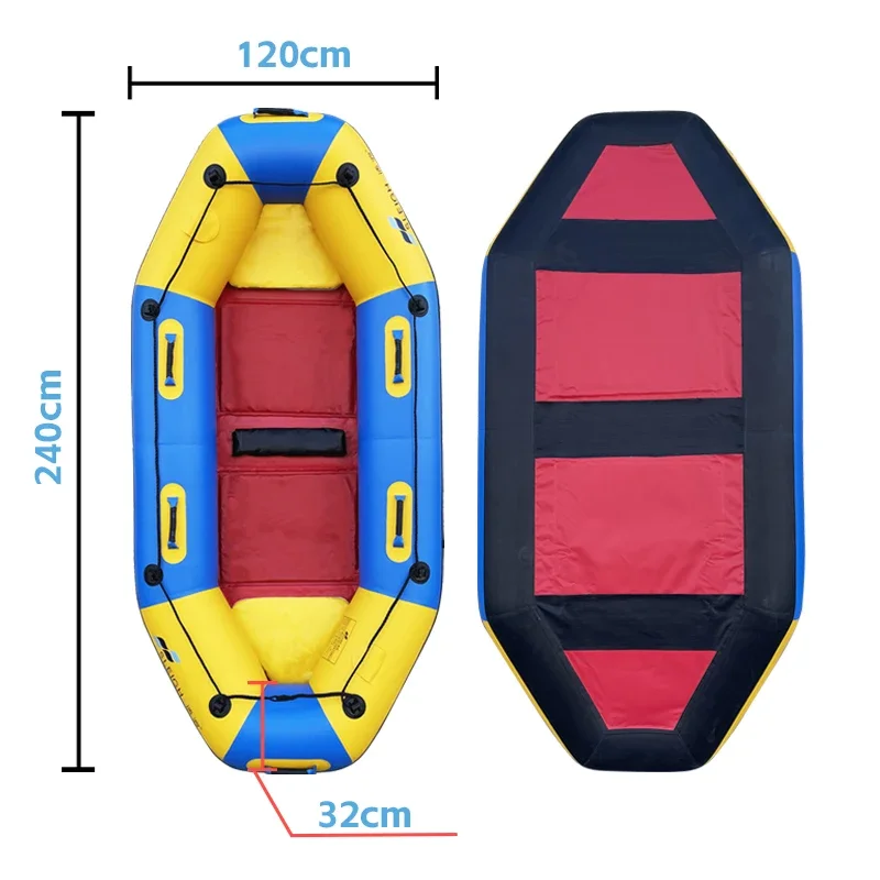 2.4M High-quality PVC Drifting Boat For Water Adventures 2 PERSON Inflatable Kayak Canoe For Outdoor Water Fun