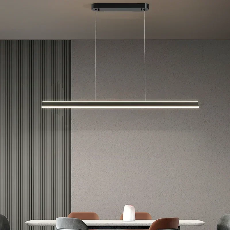 Modern Simple Line Led Pendant Lights Lighting Dimmable Dining Room Kitchen Bar Chandelier Home Decoration Lamp Lustre Fixtures