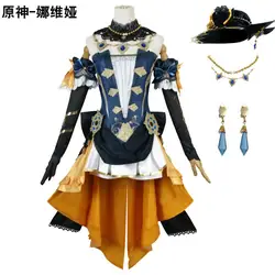 Disfraz de Cosplay de Navia Genshin Impact, conjunto completo de peluca, disfraz de Anime de alta calidad para Halloween, nuevo