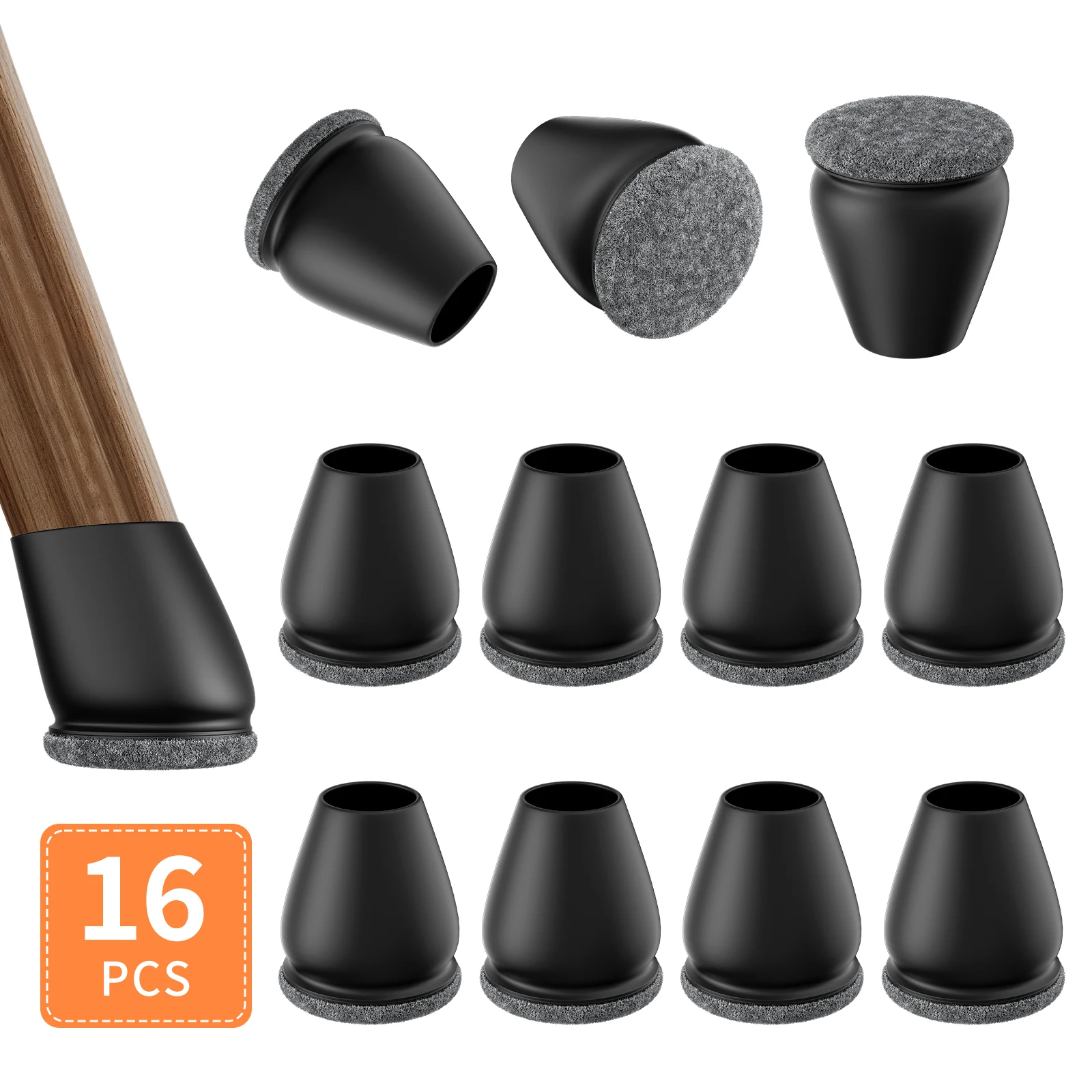 16PCS Stoelpoot Vloerbeschermers voor Hardhouten Vloeren Siliconen Vilt Meubelvoeten Pad om Houten Stoelpootdop te beschermen Geluid verminderen