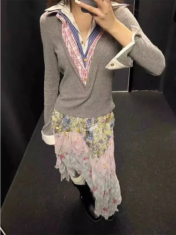 Jupe mi-longue amincissante taille haute, couleur tendance, ourlet irrégulier, imprimé Floral, Busin décontracté pour jeunes femmes