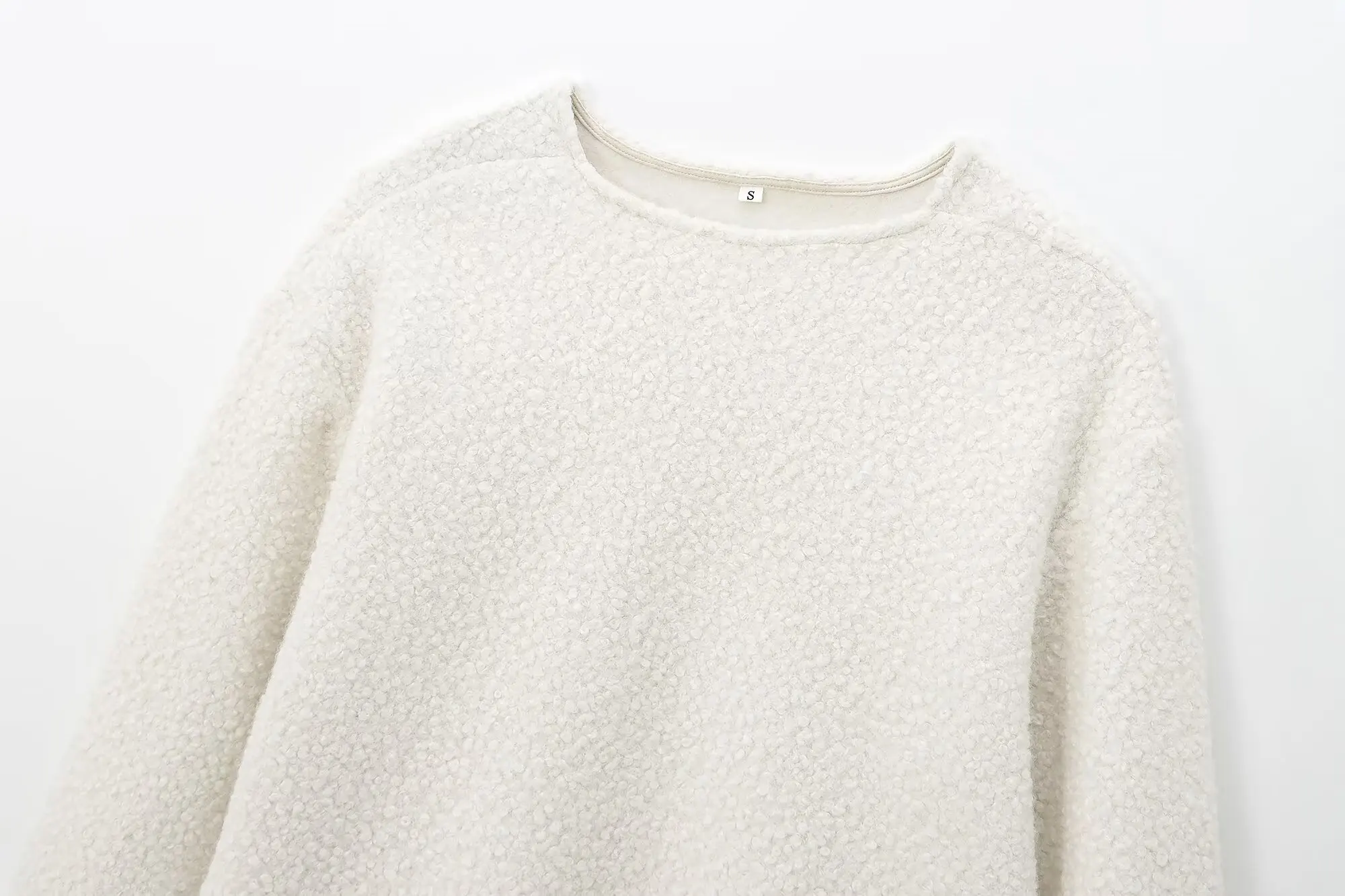 Jenny&Dave Minimalist Round Neck Pearl Leather Loop Hoodie Sweatshirt Women Pullovers Tops