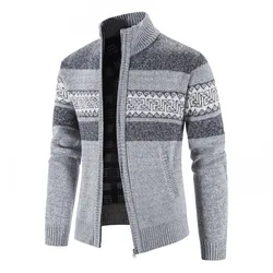 2024 novos suéteres masculinos outono inverno quente lã de caxemira com zíper cardigan suéteres homem casual malhas sweatercoat roupas masculinas