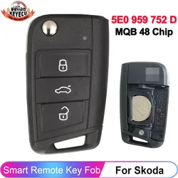 EllYECU-Télécommande OEM 5E0 959 752 D 5E095975OJ pour Skoda, Skoda Rine Octavia MK3 2013 + MQB 48 Chip 434MHz No Keyless Go Key Fob MQB48