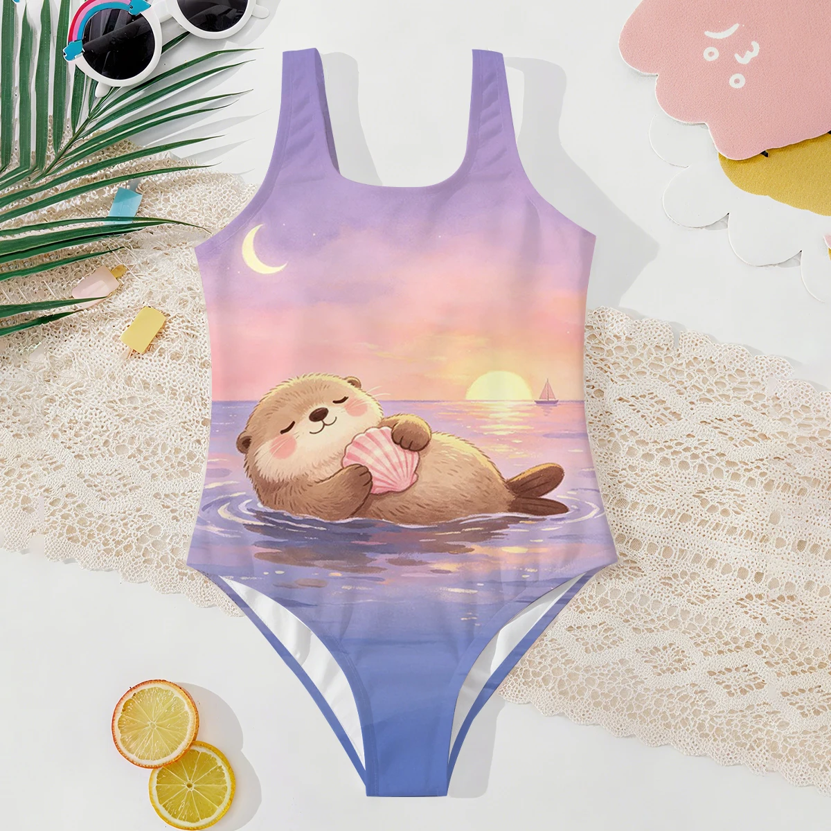 Girls' Summer Style Atmospheric Sea Otter Fashionable Tight One-piece Swimsuit