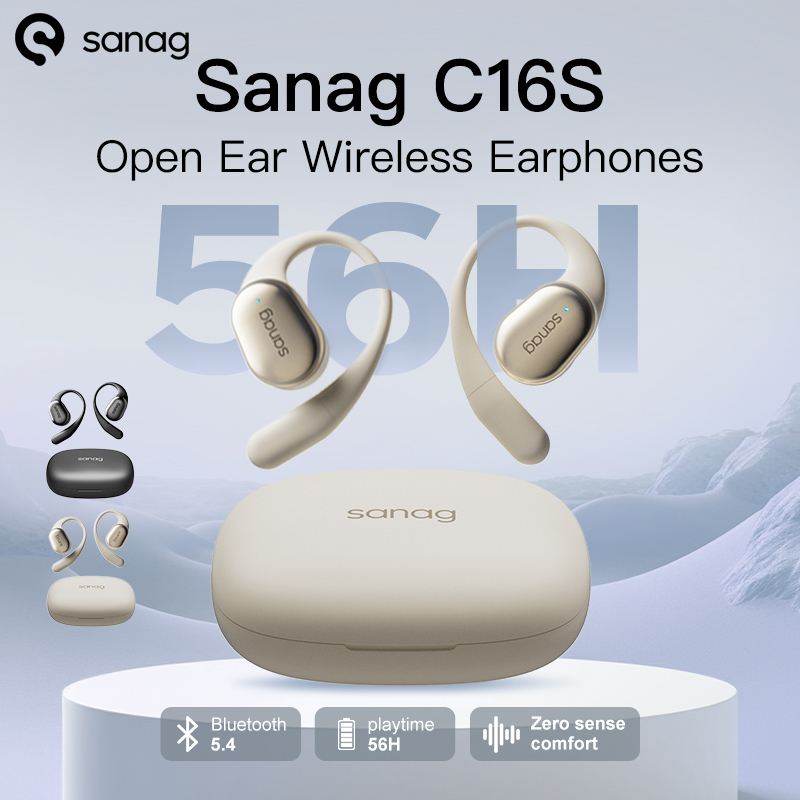  Sanag C16S Open Ear OWS Wireless Earphones Bluetooth 5.4 Air Conduction Headphones HiFi Sound 56Hours Playtime Waterproof TWS 