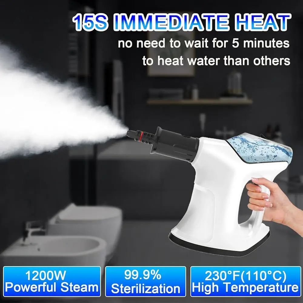 휴대용 스팀 청소기 휴대용 빠른 가열 시각화 된 물 탱크 9 액세서리 안전 가정용 그라우트 청소