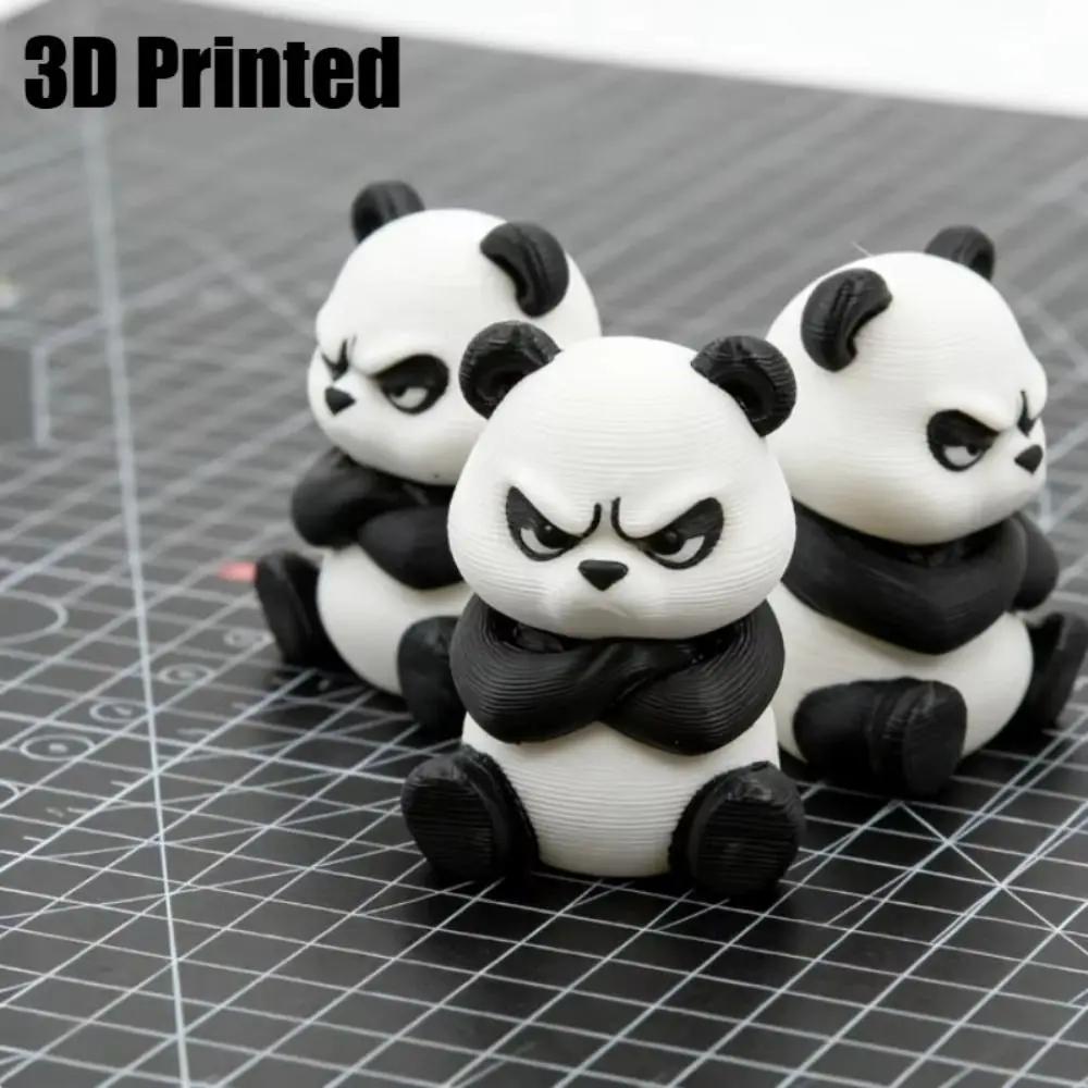 Car Accessories 3D Printed Angry Panda Animal Figure Statue Panda Ornament Cute Funny Panda Sculpture Home Desk