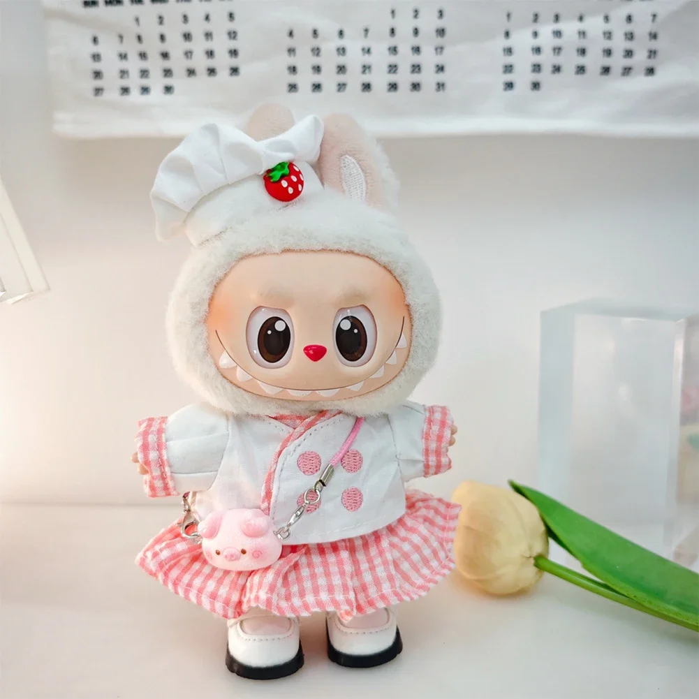 15-17 センチメートル Ropa Labubu ベビー服イチゴシェフ服色の愛スカート春服 Labubu 布アクセサリー