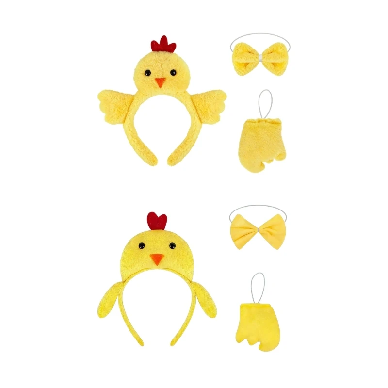 573B 3Pcs Cartoon Chicken Headpiece Set Funny Headgear For Halloween Carnivals And Themed Party Costumes