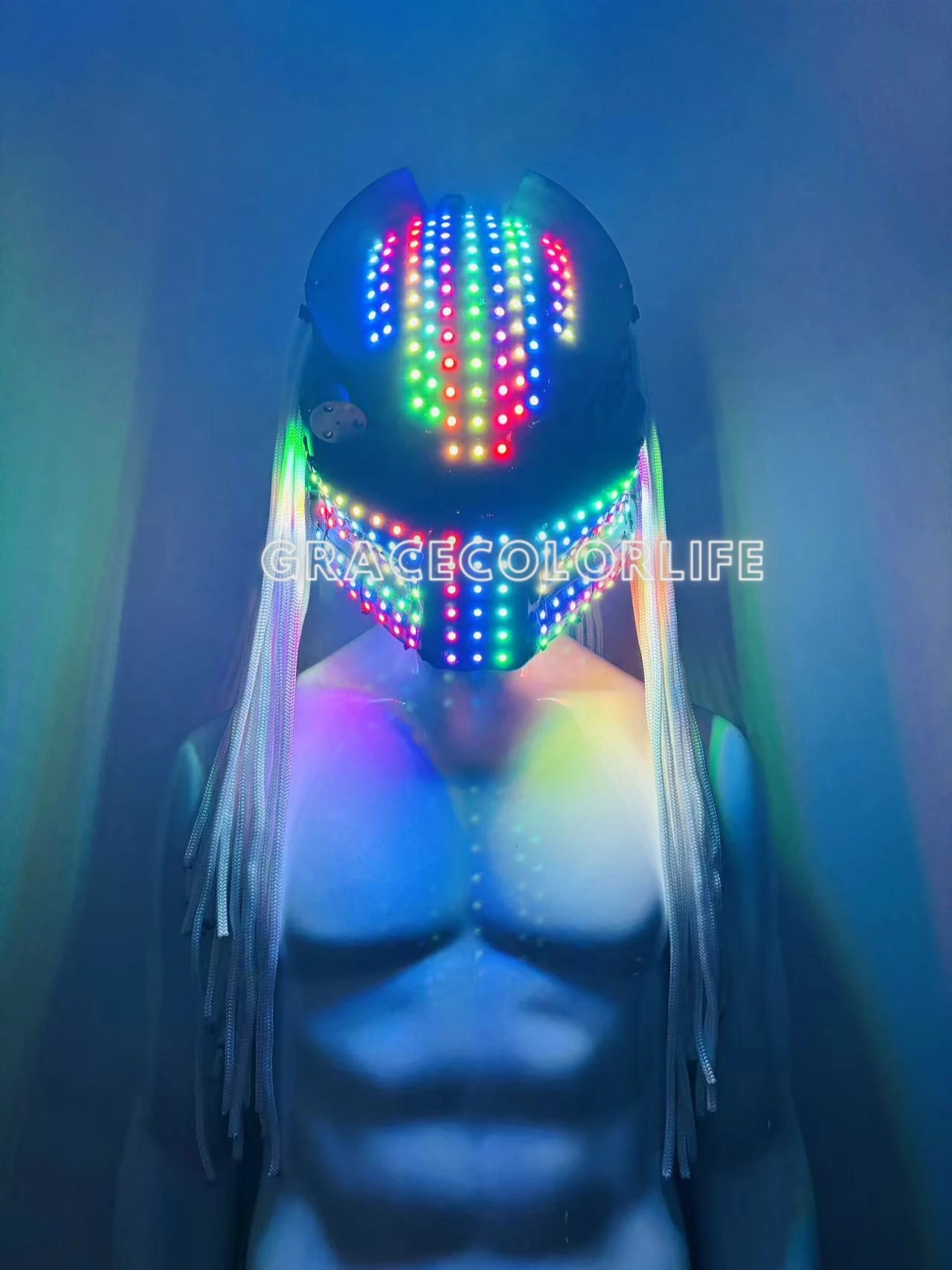 USB Rechargeable LED Flashing Helmet Multicolor Light up DJ Party Hat for Rave Christmas Dance Show Holiday Events
