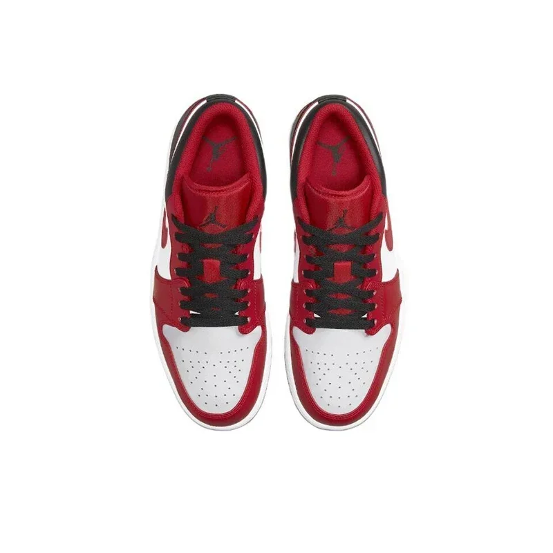 Original Air Jordan 1 low "Red Anti-Slip Low Top Retro Basketball Shoes Men's Sneakers Red and White and Black 553558-610