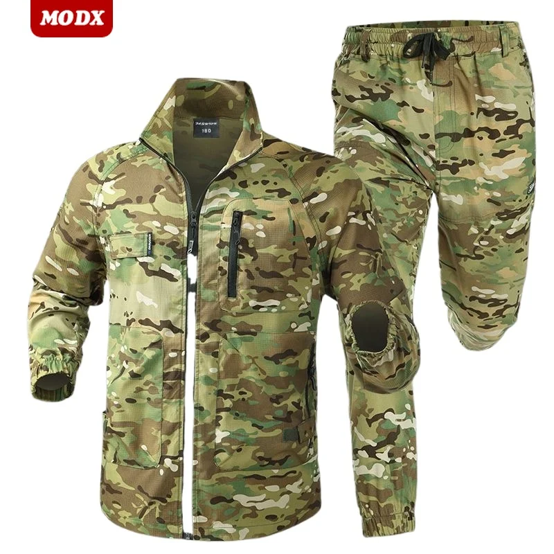 Summer Thin Sunscreen Work Set Men Stretch Wear-resistant Camouflage Suit Outdoor Comfortable Elastic Tactical Skin Clothing Set