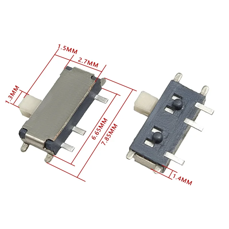 50PCS Mini Toggle Switch MSK-12C02 7Pin 1P2T SMD 90° Vertical 180° Side Interruptor On-Off MSK12C02 01 Slide Switch For MP3 MP4