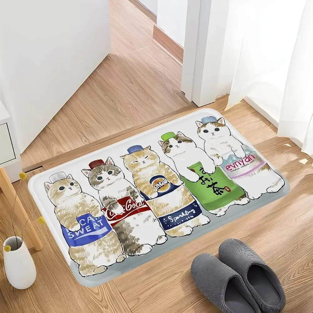 VIKAMA Nordic Cat Doormat Mofusand Non-slip for Living Room Bedroom Balcony Decor