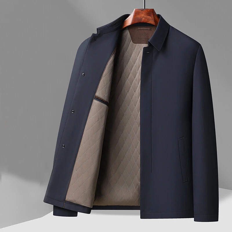 

High Quality Men's Warm Hooded Cotton-Padded Wool Jacket 2025 Winter Casual Single Breasted Thick Coat Outwear Solid Color Parka