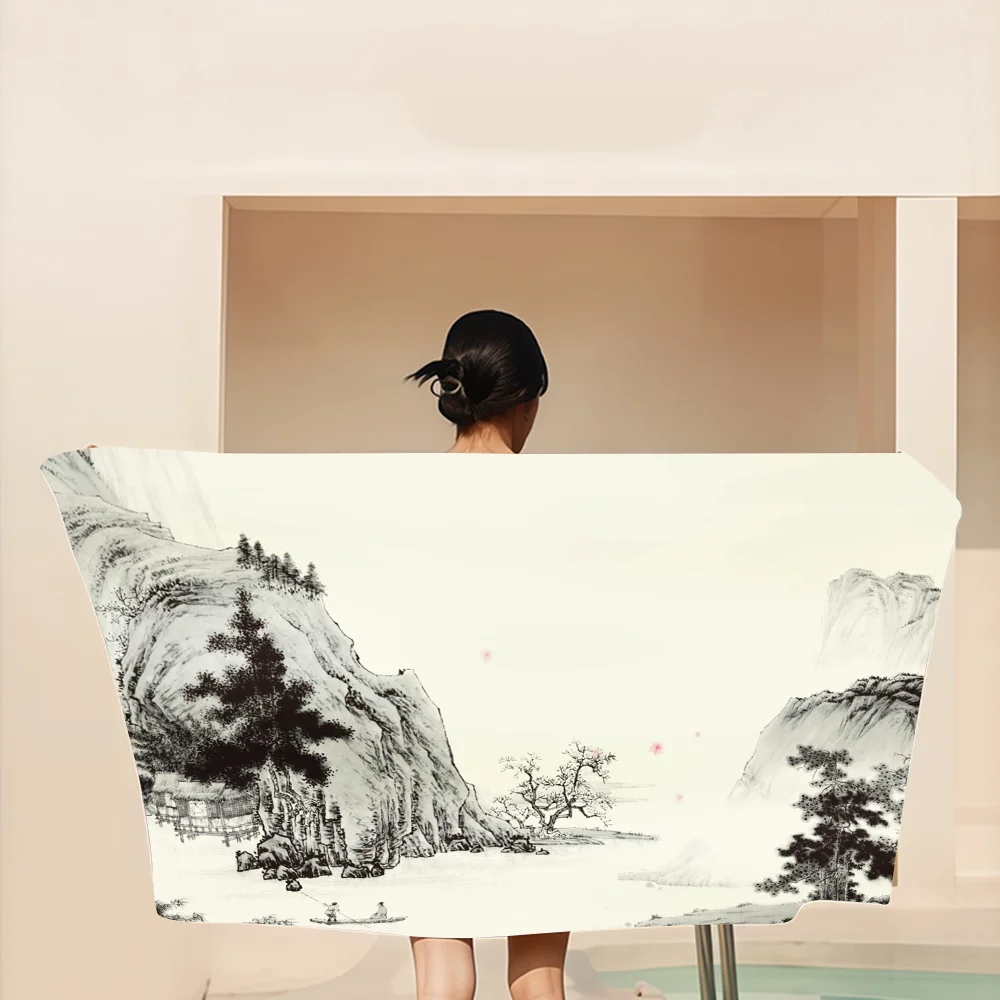 

Chinese Style Art Anime Beach Swimming Towel Soft Absorbent Washcloth Children's Gifts For Kids Travel Camping Gym