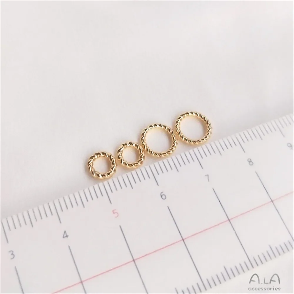 Corona de cáñamo de bucle cerrado chapada en oro de 14K, anillo de hilo abierto, cuerda de mano DIY, anillo de conexión de cuentas, material de joyería de cabeza