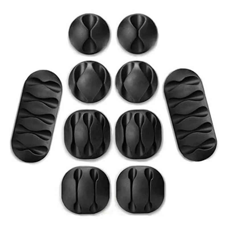 Professionelle 10-teilige Kabelklemmen, Mehrzweck-Kabelhalter, selbstklebender Kabelmanagement-Kabelhalter, Kopfhörerkabel-Organizer