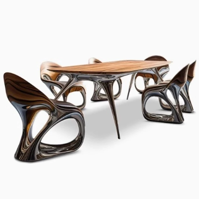 

Modern FRP special-shaped curved dining table coffee table commercial space office hotel high-end technology creative table