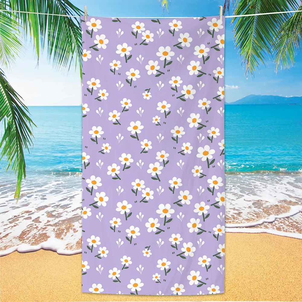 

Ins-Style Flowers Beach Towel, Digital Printing Thin Quick-Dry Anti-Sand Microfiber Lightweight for Swim Yoga Travel Gym Gift