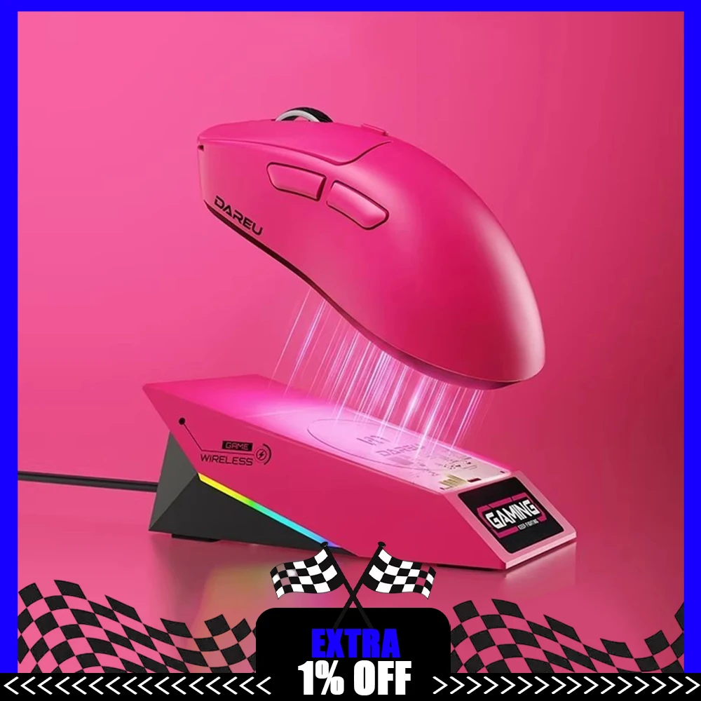 

Игровая мышь DAREU AE7 Nordic 54H20 с чипом AIM-750U, сенсором 8K, беспроводная, с беспроводной зарядной подставкой, легкая (70 г), для геймеров