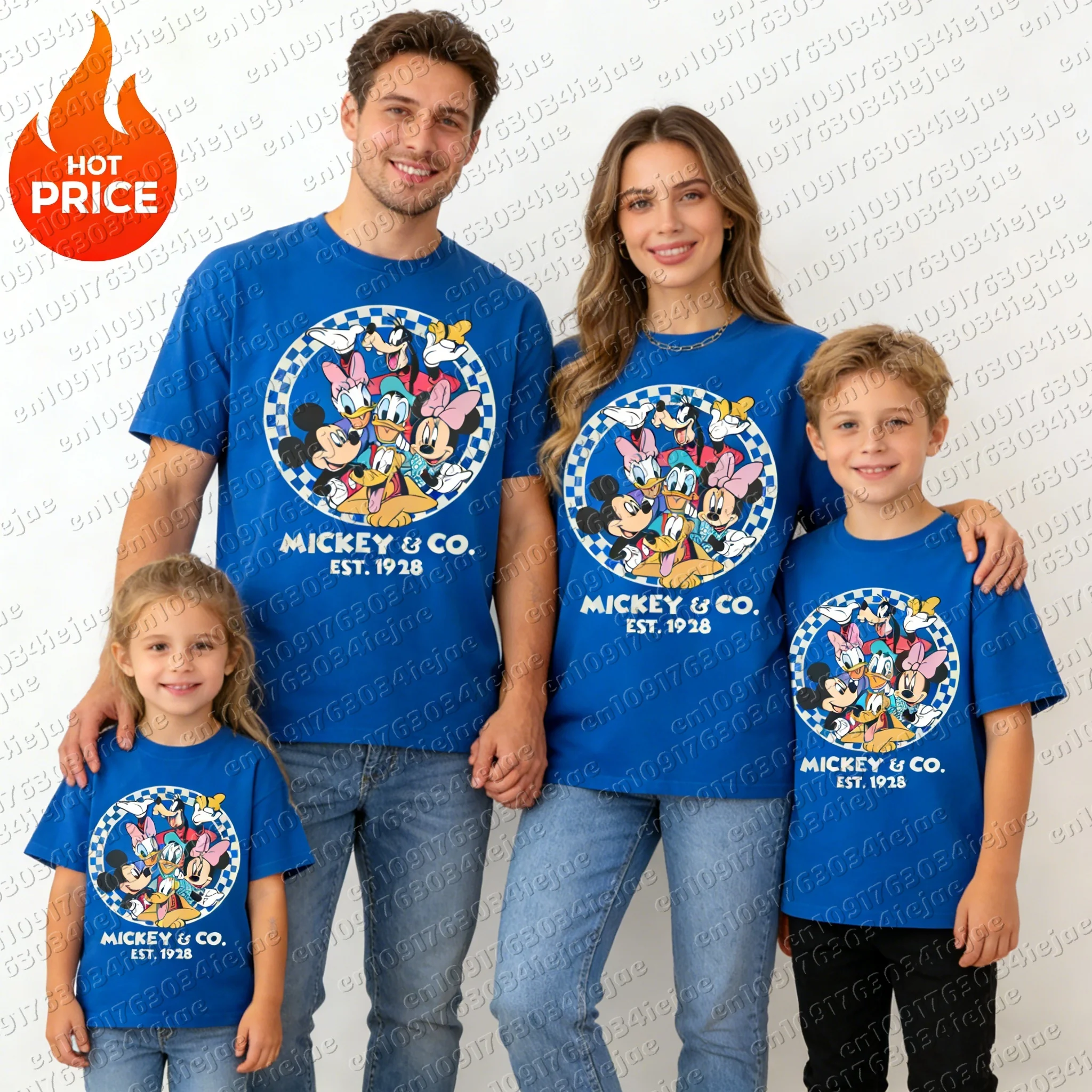 Camiseta de Algodão Mickey Mouse 2026 Nova para Meninos e Meninas, Moda Familiar, Tamanho Grande, Casual, Manga Curta para Homens e Mulheres