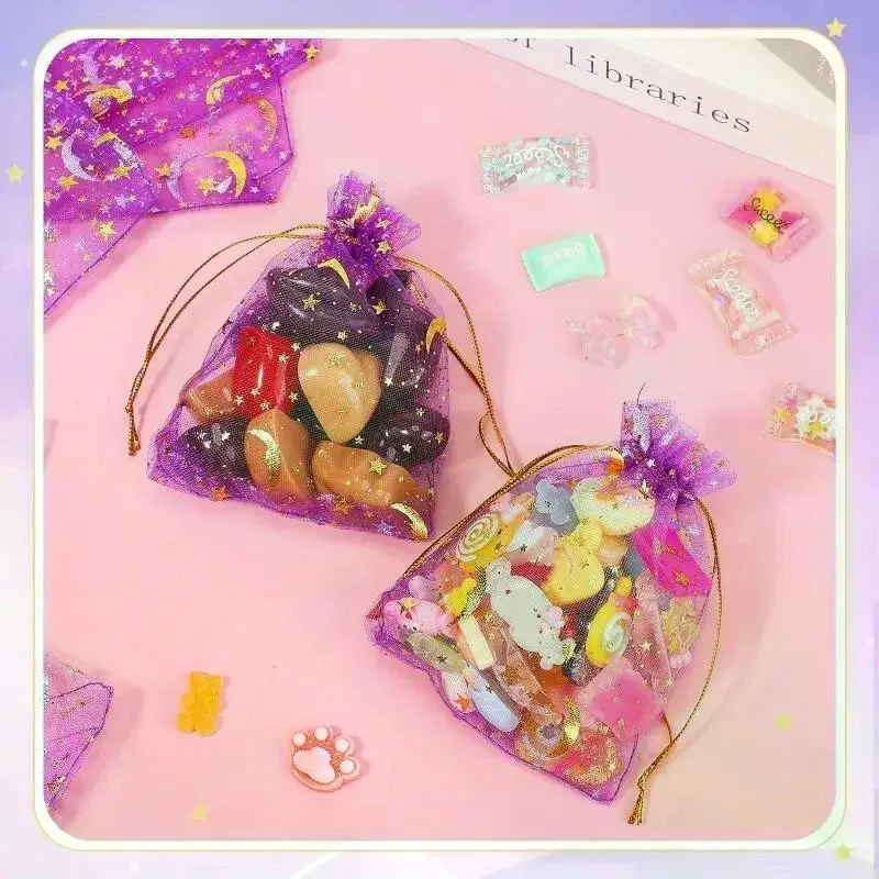 Moon Stars Drawstring Organza Bags Jewelry Gift Bags Pouches Gold Star Organza Favor Pouches For Christmas Wedding
