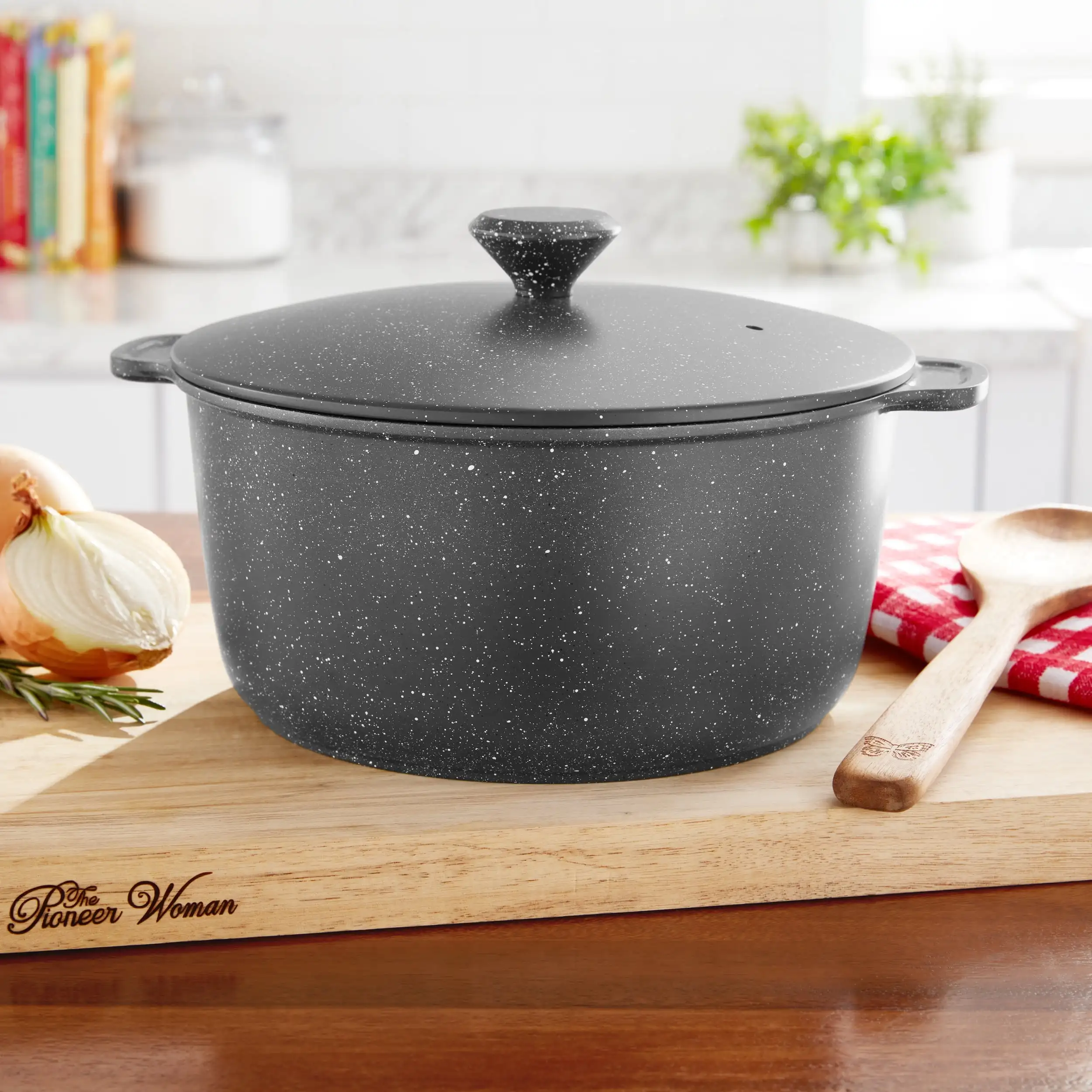 

5 Quart Nonstick Cast Aluminum Dutch Oven, Charcoal Speckle