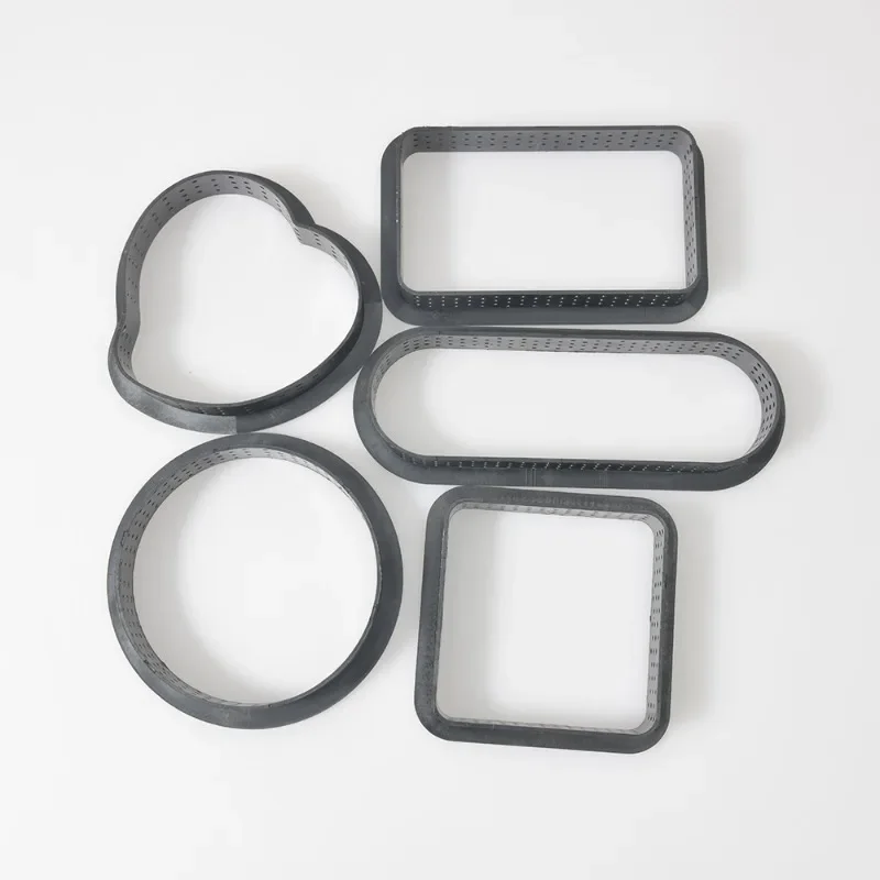 DIY Tart Ring Perforated Cake Mold Pastry Decorating Tools Round Tower Ring Black Plastic Round Die Cutting Tart Rings