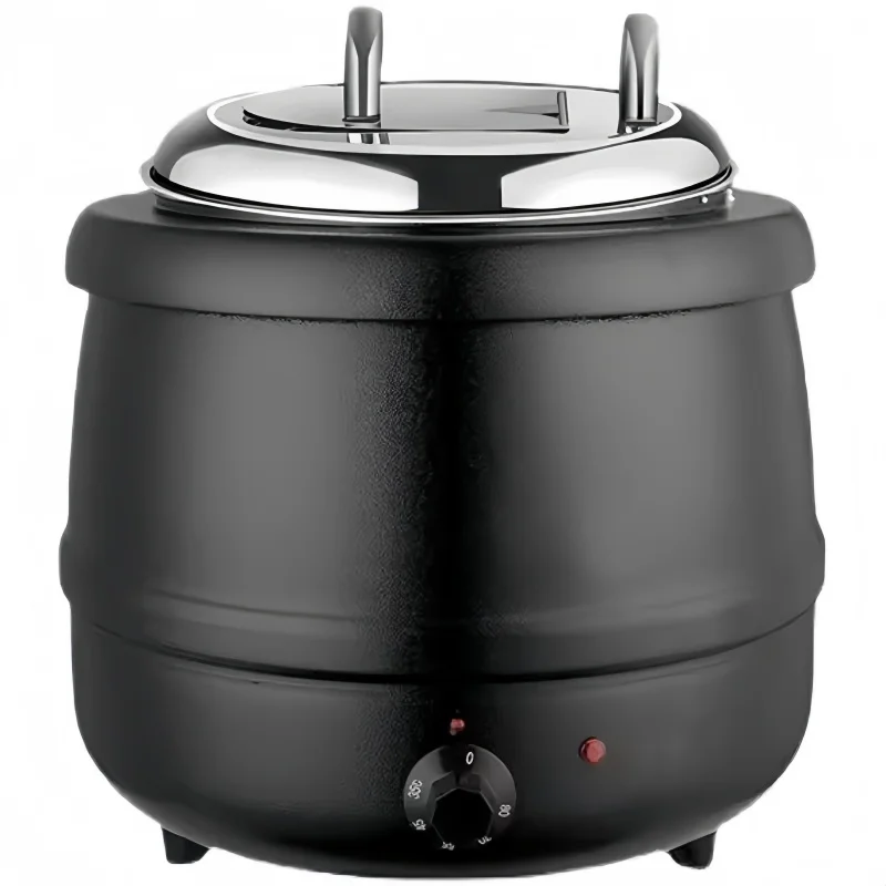 304 وعاء الحساء الدافئ العزل الحراري التجاري الكهربائية ترموستاتي الأسود 10L كافتيريا