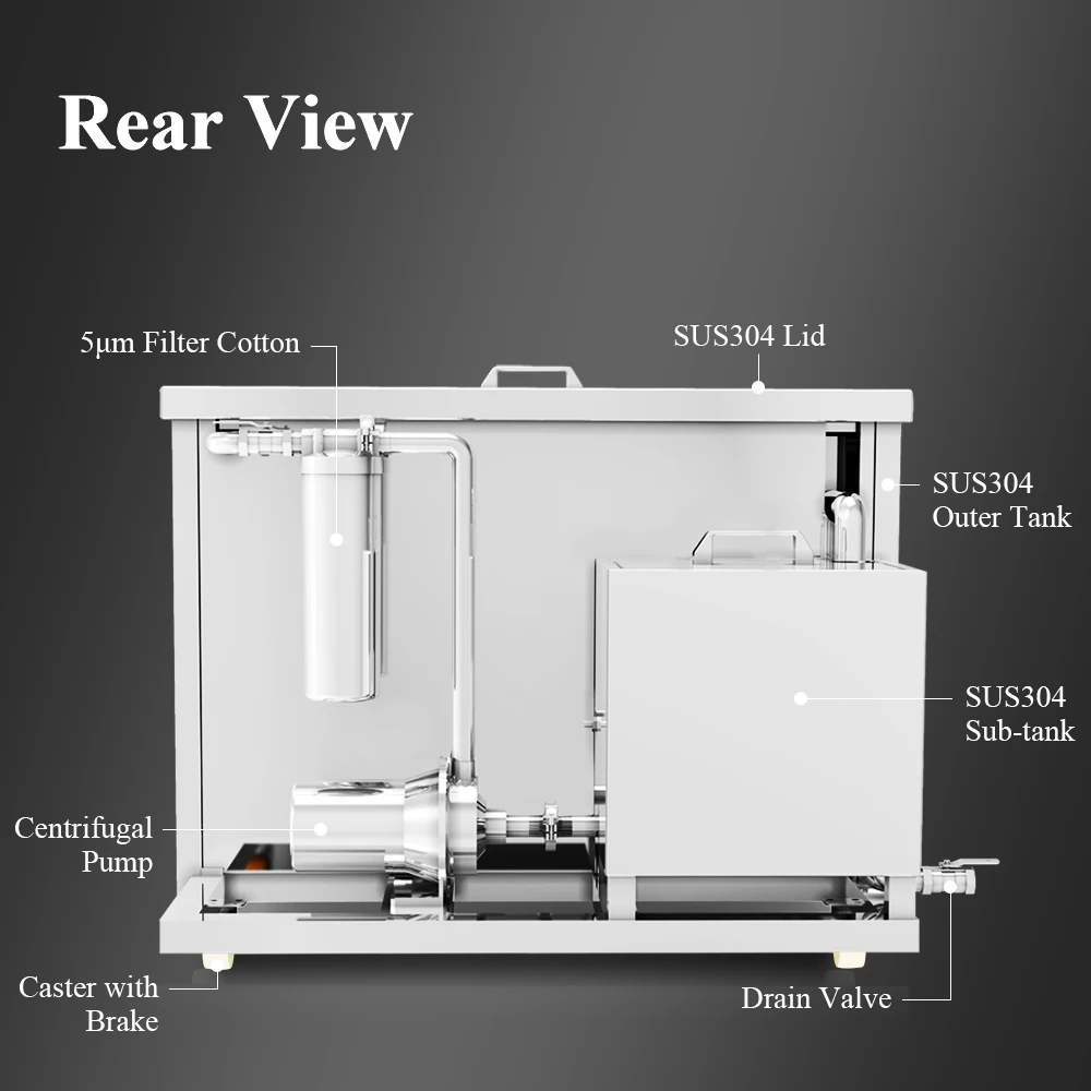 175L وحدة تصفية مجموعة درجة الحرارة بالموجات فوق الصوتية الأنظف حمام المحرك DPF قطع غيار السيارات إزالة الشحوم PCB آلة التنظيف