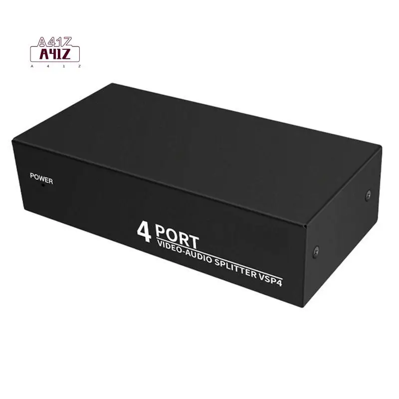A41Z-4-Way AV Splitter 1 In 4 Out Composite RCA AV Splitter 1X4 Video Audio RCA Splitter Distributor For DVD C-VBS