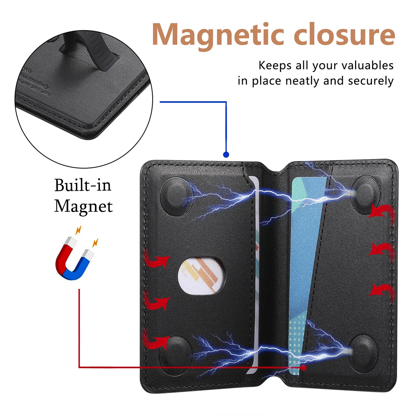 Starke magnetische Leder-Geldbörse mit verstecktem Ständer für Magsafe für iPhone 17 16 Pro Max 15 Plus 14 13 Kartenhalter-Taschenabdeckung – Detail 3