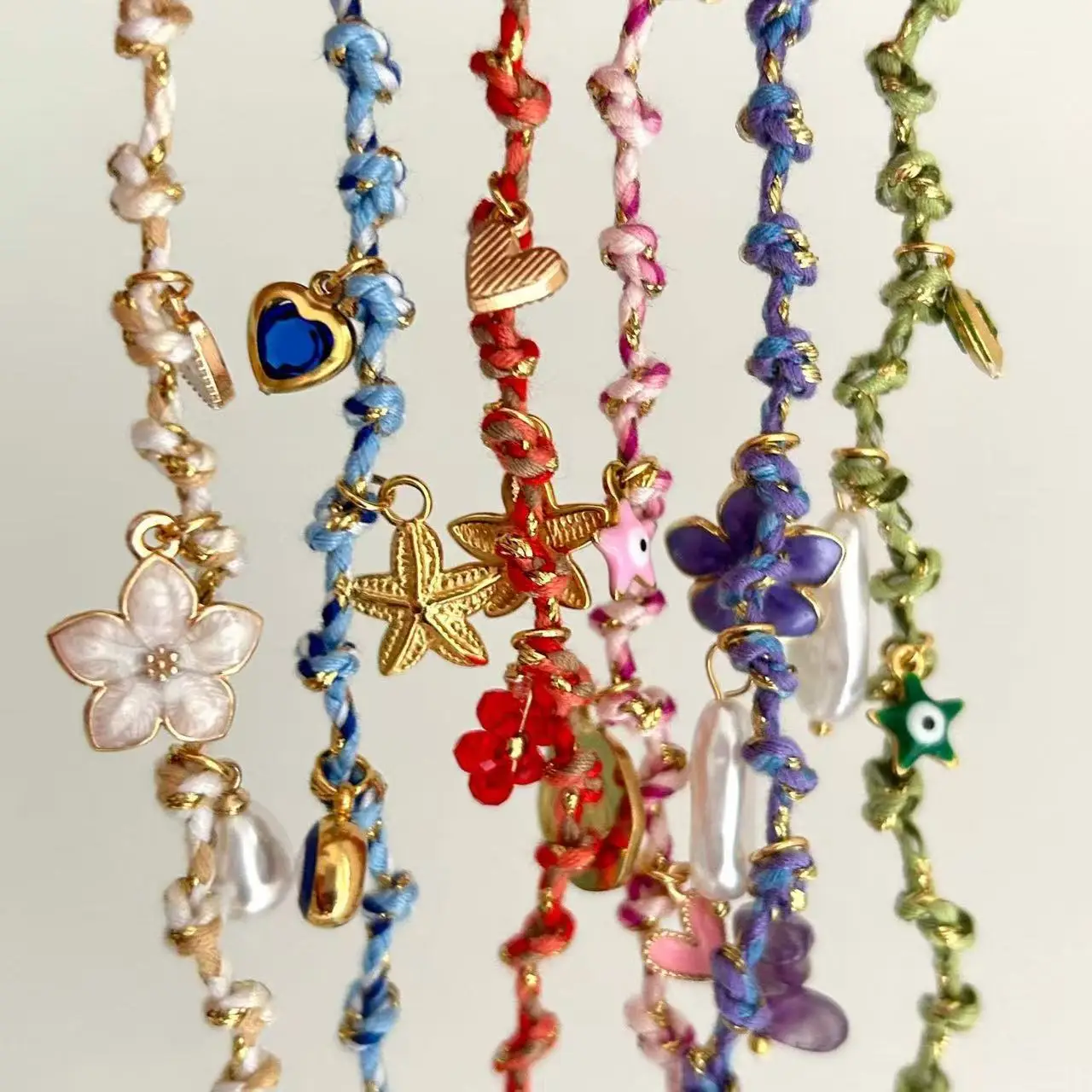 

Personalized DIY knotting rope chain starfish turtle pendant necklace gold-plated color preservation
