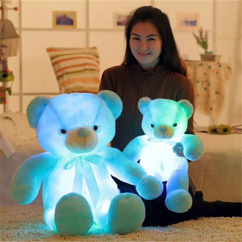 ตุ๊กตาหมีเรืองแสง LED ตุ๊กตาหนานุ่มสุดสร้างสรรค์สำหรับเด็ก30-50cmLuminous ตุ๊กตาหมีเท็ดดี้แบร์เรืองแสงสีชมพู