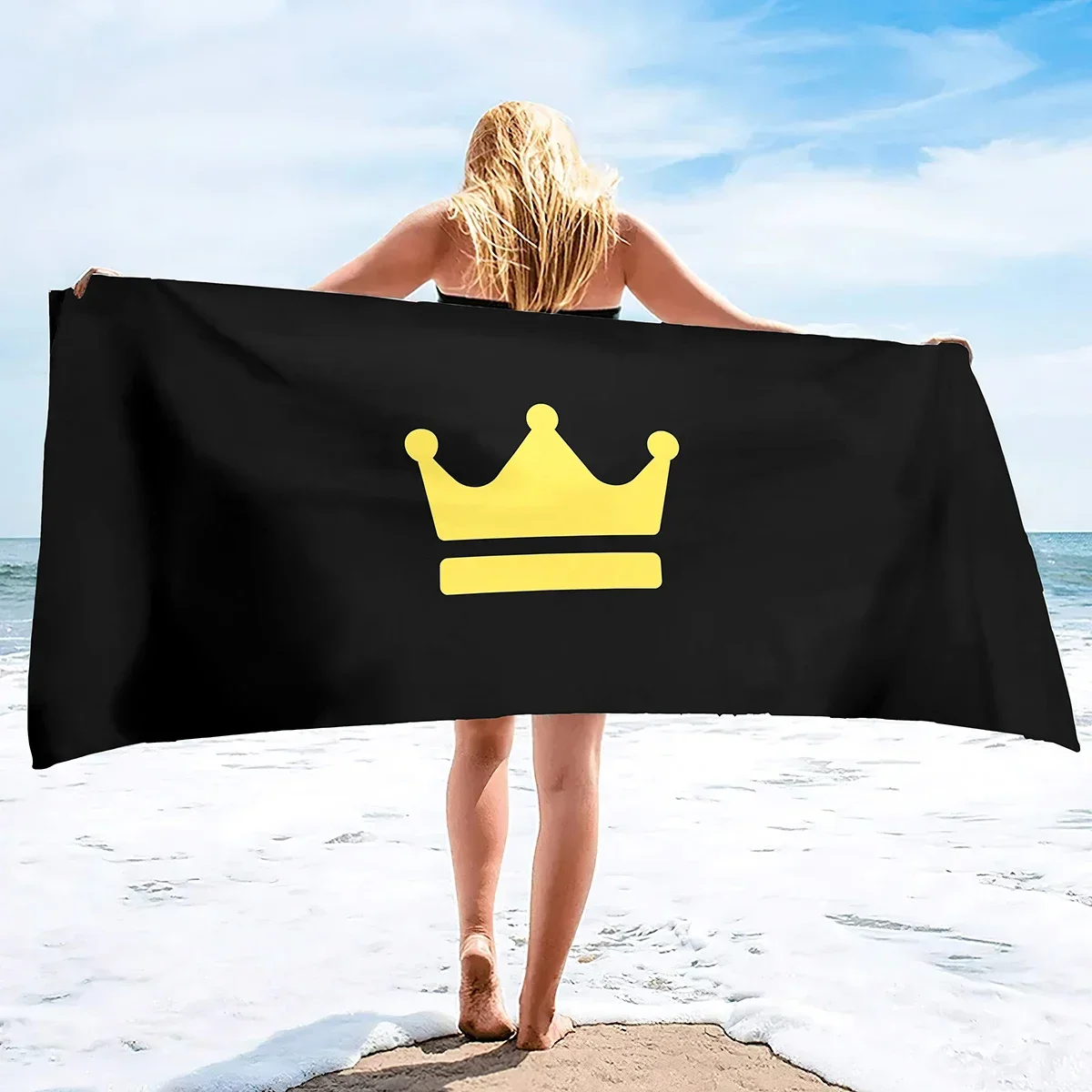 Crown King Queen Beach Towels for Adults,Lightweight Sand Free Pool Towels Super Soft Fast Drying Sandproof Swim Bath Towels