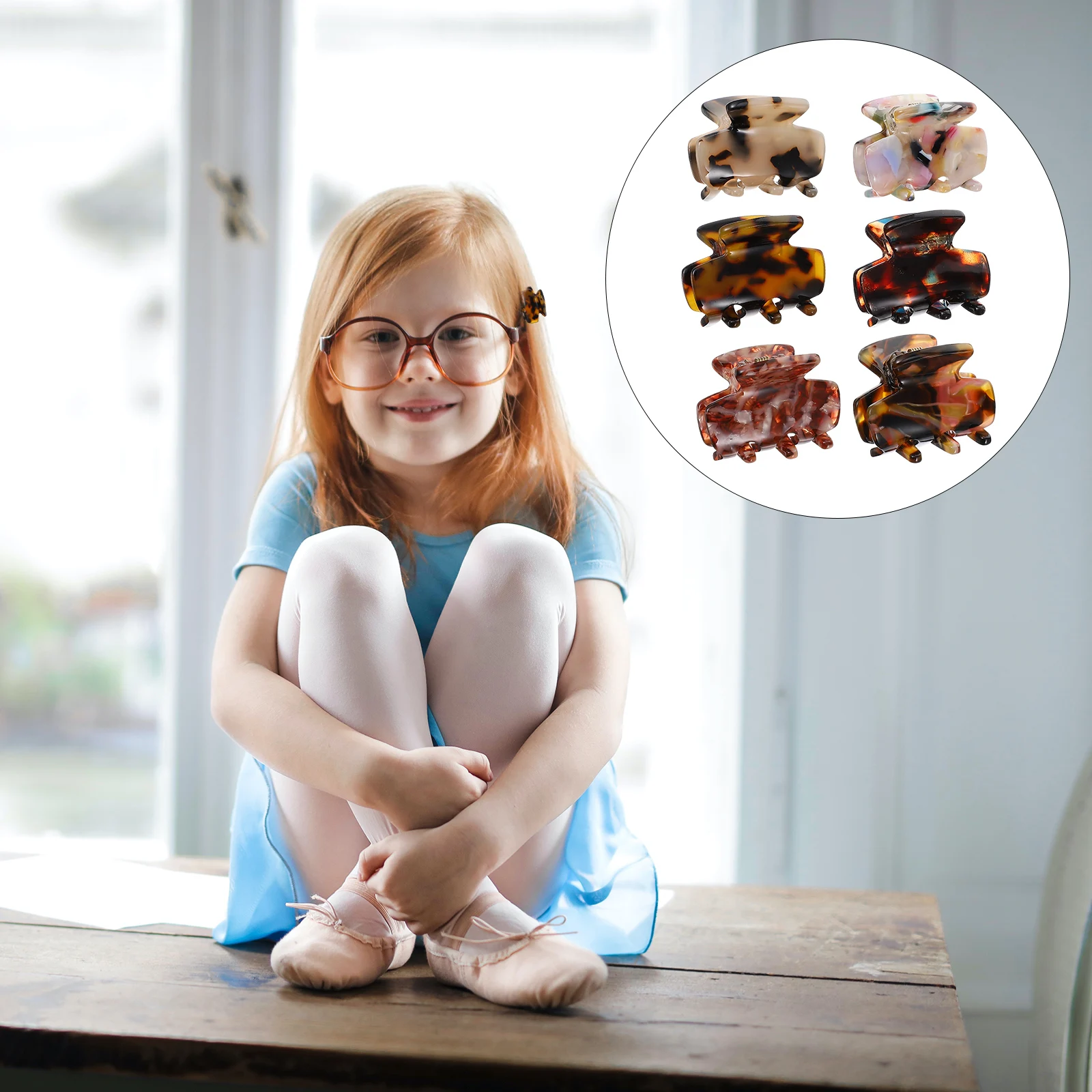 

6Pcs Creative Small Hair Claw Clips Leopard Print Cellulose Acetate Hair Accessories for Special Occasions
