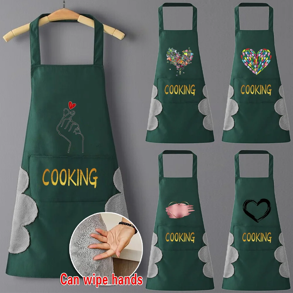 

New Fashion Kitchen Aprons for Woman Men Chef Work Apron Restaurant Waterproof Clean Uniform Love Series Beauty Studios Uniform