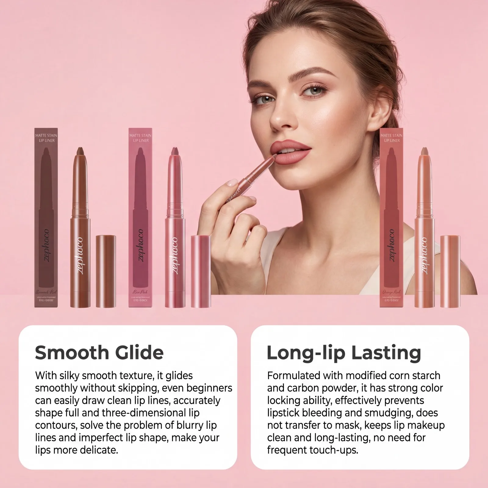 Matte Stain Lip Liner Set Precise Contouring Long Lasting Color Lock Lip Tint Smooth Application Beginner Friendly 3 Shades Sb2e9d8e5297041a68864dcc2b351bf71C