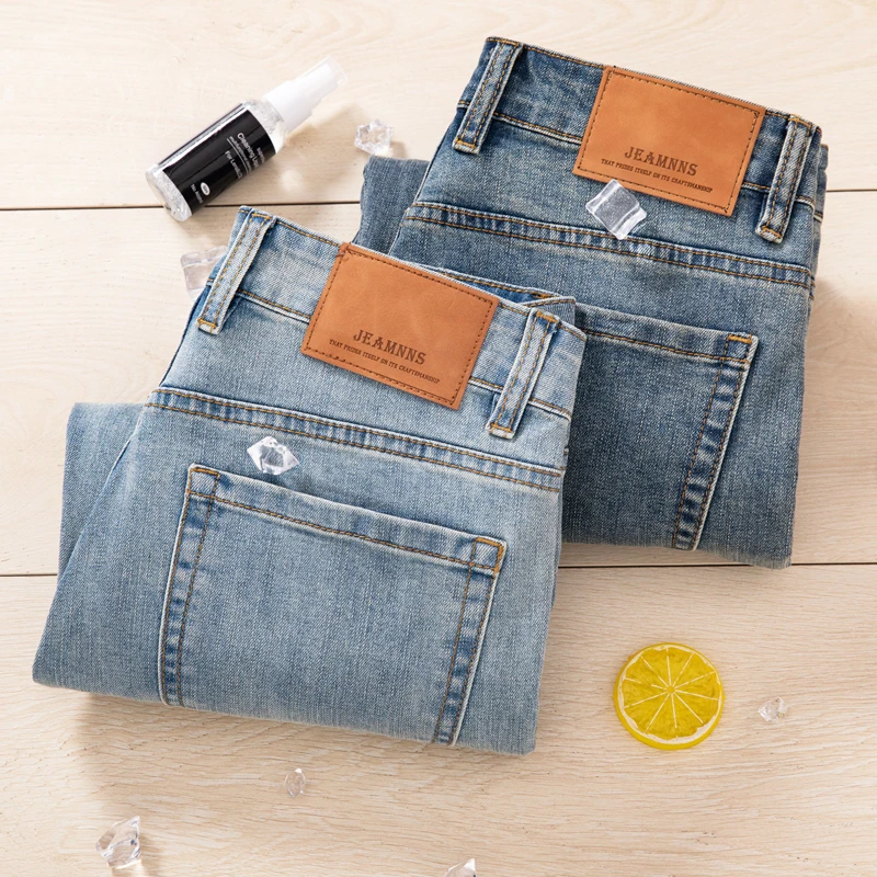 

Мужские джинсы класса люкс на осень-зиму, с высокой талией, прямые, стрейч, из износостойкого денима, повседневные, облегающие, винтажные