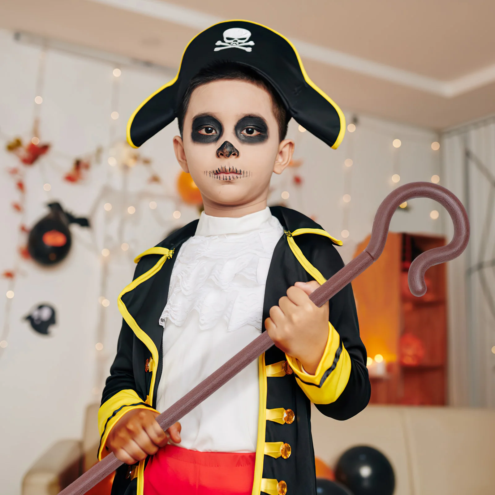 

Shepherd Staff Halloween Cane Prop Egyptian Style Scepter Walking Stick for Cosplay Costume Party Decoration Multiuse Accessory