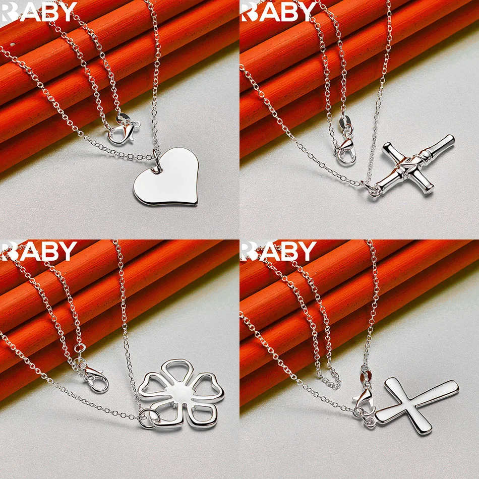 

URBABY 40-75cm 925 Sterling Silver Design Pendant Necklace For Women Men Anniversary Gift Popular Wild Fashion Romantic Jewelry